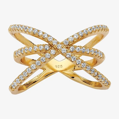 Womens 1/2 CT. T.W. Cubic Zirconia 14K Gold Over Silver Round Cocktail Ring