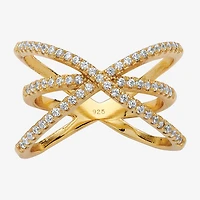 Womens 1/2 CT. T.W. Cubic Zirconia 14K Gold Over Silver Round Cocktail Ring
