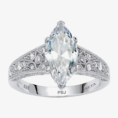 Diamonart Womens 3 1/4 CT. T.W. Cubic Zirconia Platinum Over Silver Diamond Engagement Ring