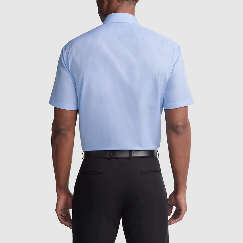 Van Heusen Poplin Mens Regular Fit Easy Care Wrinkle Free Short Sleeve Dress Shirt