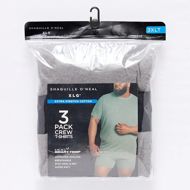 Shaquille O'Neal XLG™ Activated Cooling Mens 3 Pack Short Sleeve Crew Neck T-Shirt Big and Tall