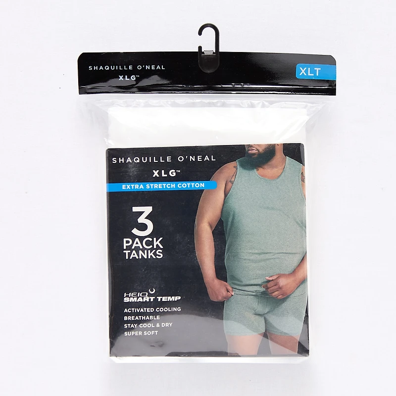Shaquille O'Neal XLG™ Activated Cooling Mens Crew Neck Sleeveless 3 Pack Tall Tank