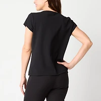 Liz Claiborne Womens Round Neck Short Sleeve Blouse