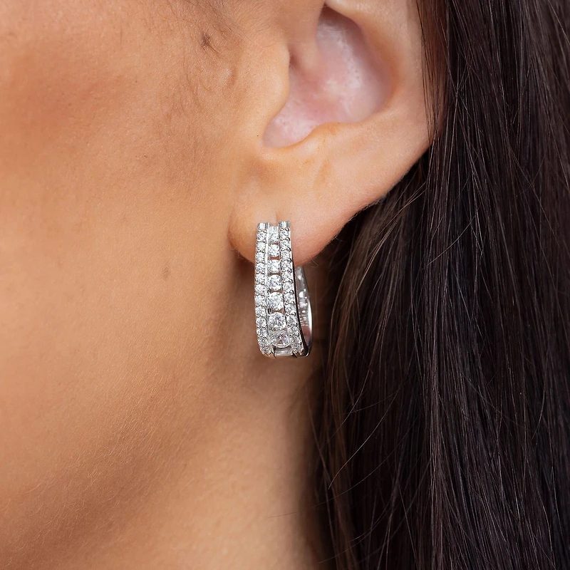 1½ CT. T.W. Certified Diamond 14K White or Yellow Gold Hoop Earrings
