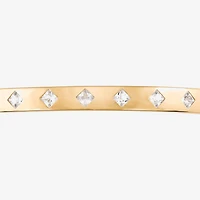 Womens White Sapphire 14K Gold Over Silver Cuff Bracelet