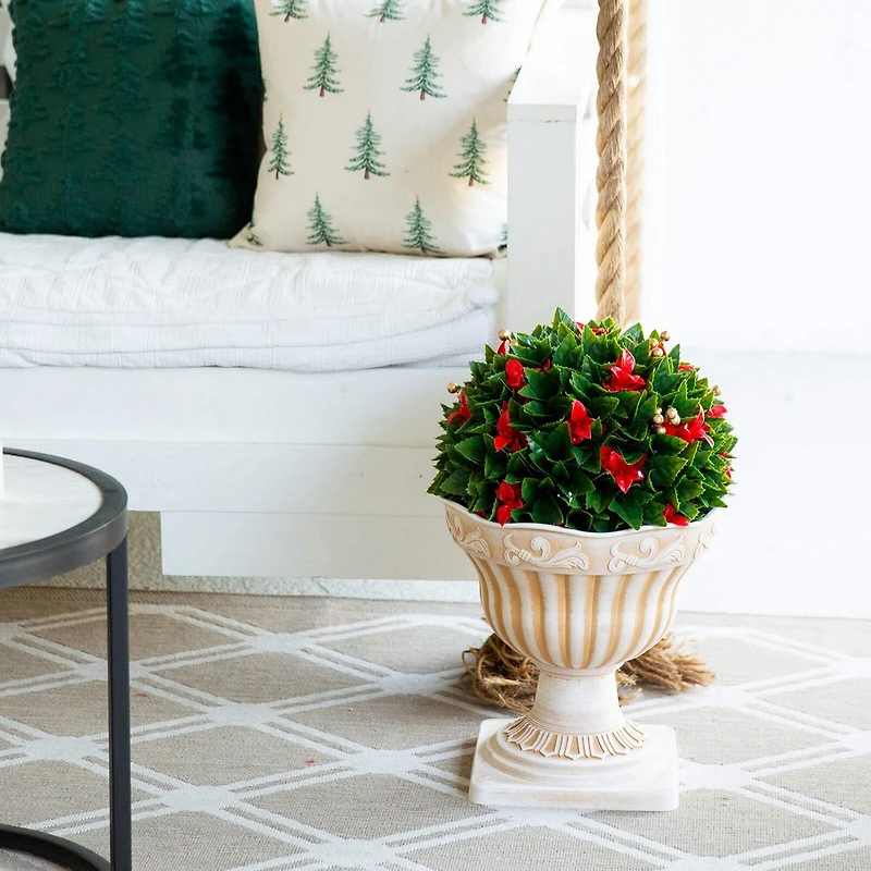 Nearly Natural 22" Red Tip Photinia Ball Artificial Plant