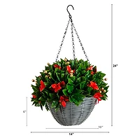 Nearly Natural 24" Pre-Lit Red Tip Artificial Plant