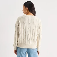 Arizona Juniors Womens Crew Neck Long Sleeve Pullover Sweater