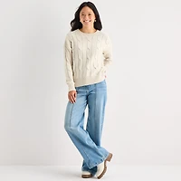 Arizona Juniors Womens Crew Neck Long Sleeve Pullover Sweater