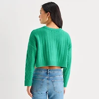 Arizona Juniors Womens Crew Neck Long Sleeve Pullover Sweater