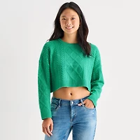 Arizona Juniors Womens Crew Neck Long Sleeve Pullover Sweater