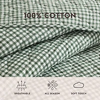 Laura Ashley Gracies Gingham Easy Care Quilt Set