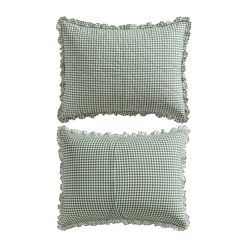 Laura Ashley Gracies Gingham Easy Care Quilt Set