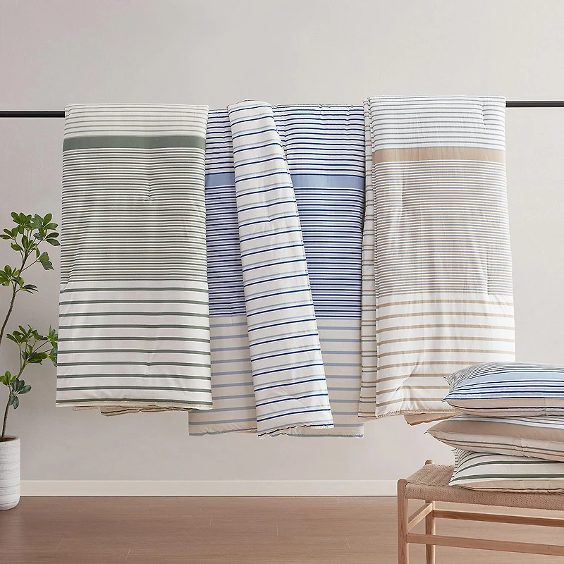 Eddie Bauer Cooper Stripe Midweight Easy Care Comforter Set