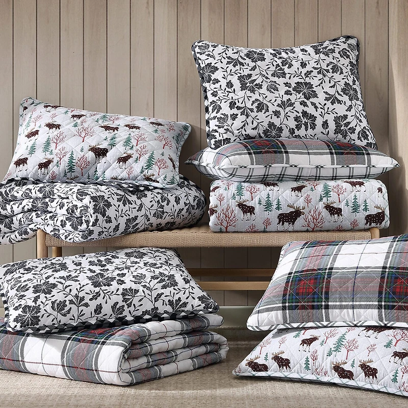 Eddie Bauer Woodblock Floral Easy Care Quilt Set