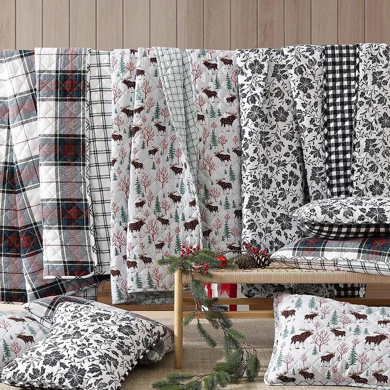 Eddie Bauer Woodblock Floral Easy Care Quilt Set