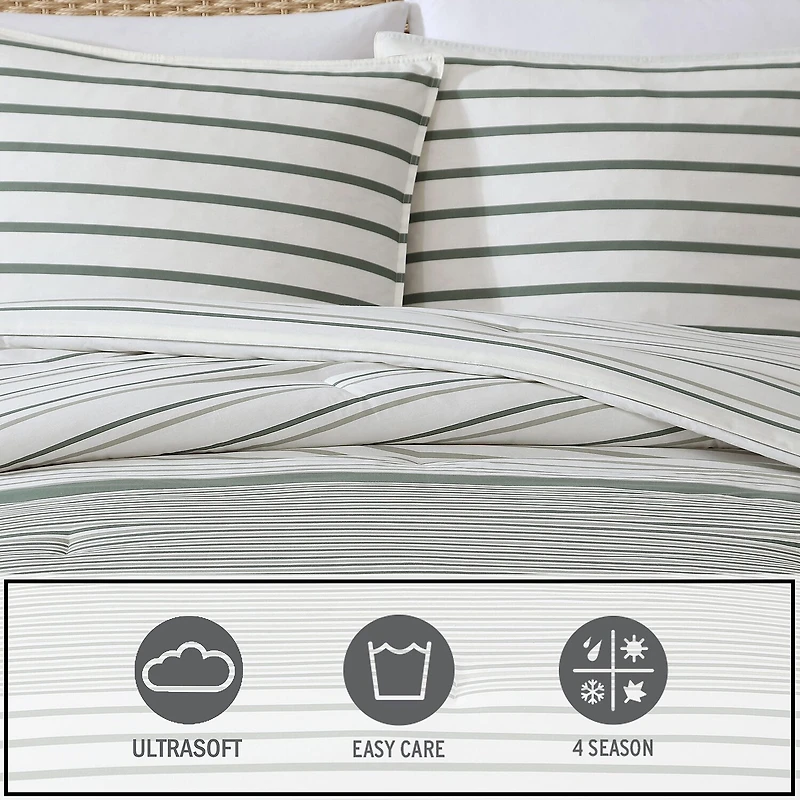 Eddie Bauer Cooper Stripe Easy Care Duvet Cover Set