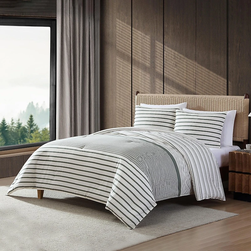 Eddie Bauer Cooper Stripe Easy Care Duvet Cover Set