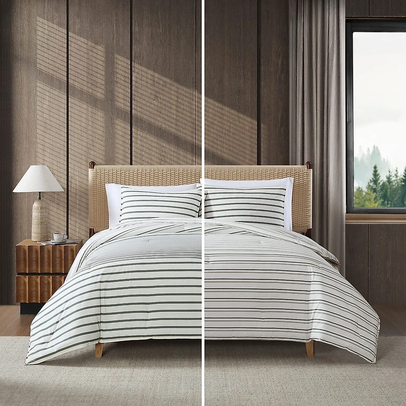 Eddie Bauer Cooper Stripe Easy Care Duvet Cover Set