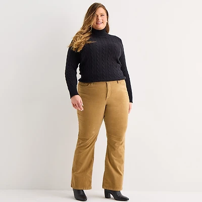 St. John's Bay Womens Plus Mid Rise Bootcut Corduroy Pant