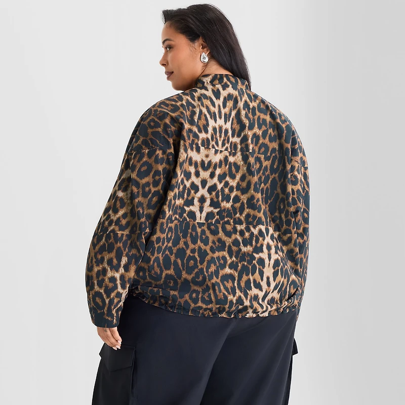 Ashley Graham Nylon Womens Plus Bomber Jacket