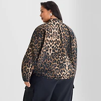 Ashley Graham Nylon Womens Plus Bomber Jacket