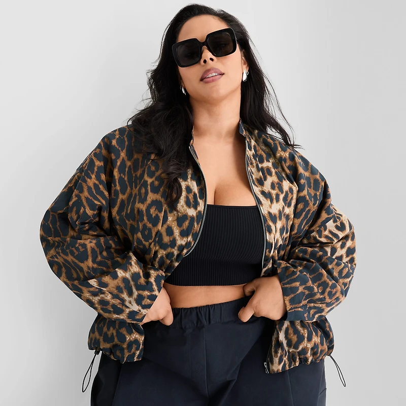 Ashley Graham Nylon Womens Plus Bomber Jacket