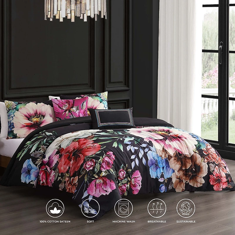 Bebejan Night Poppies 5-pc. Midweight Reversible Comforter Set