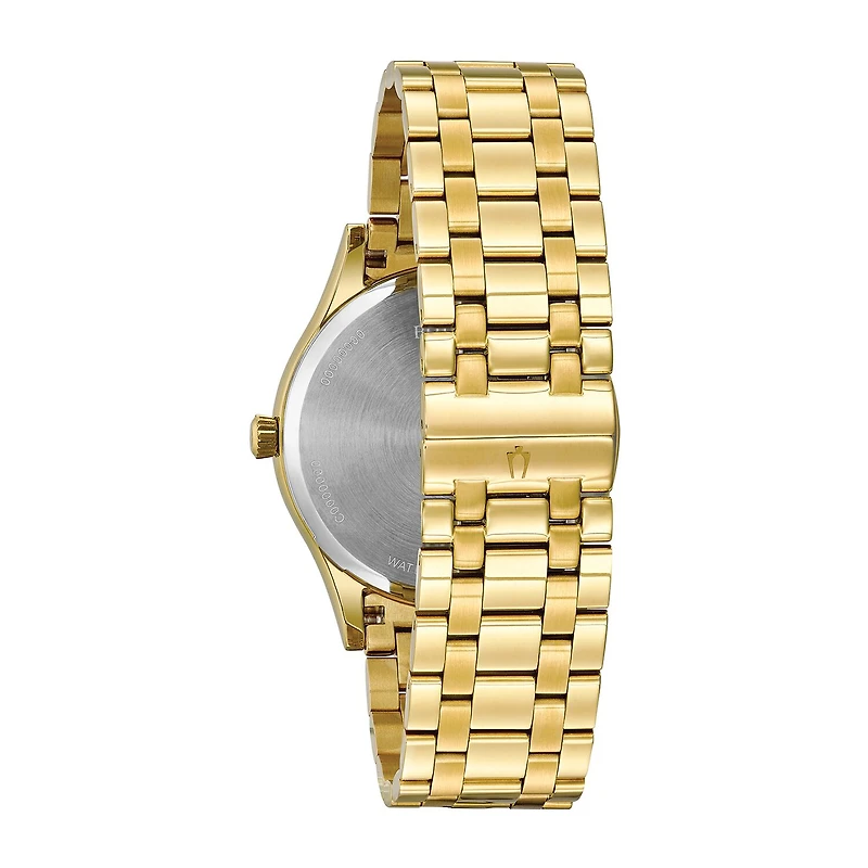 Bulova Classic Mens Gold Tone Stainless Steel Bracelet Watch 97d108