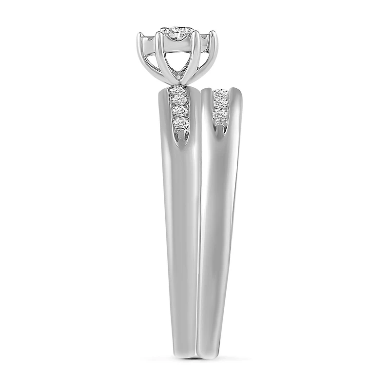Womens 1/5 CT. Natural Diamond 10K Gold Round Side Stone Bridal Set
