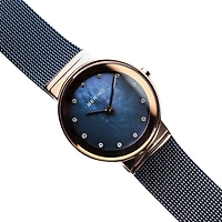 Bering Womens Blue Stainless Steel Bracelet Watch