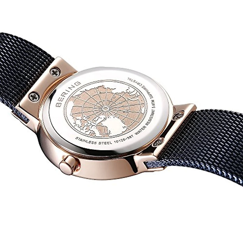 Bering Womens Blue Stainless Steel Bracelet Watch