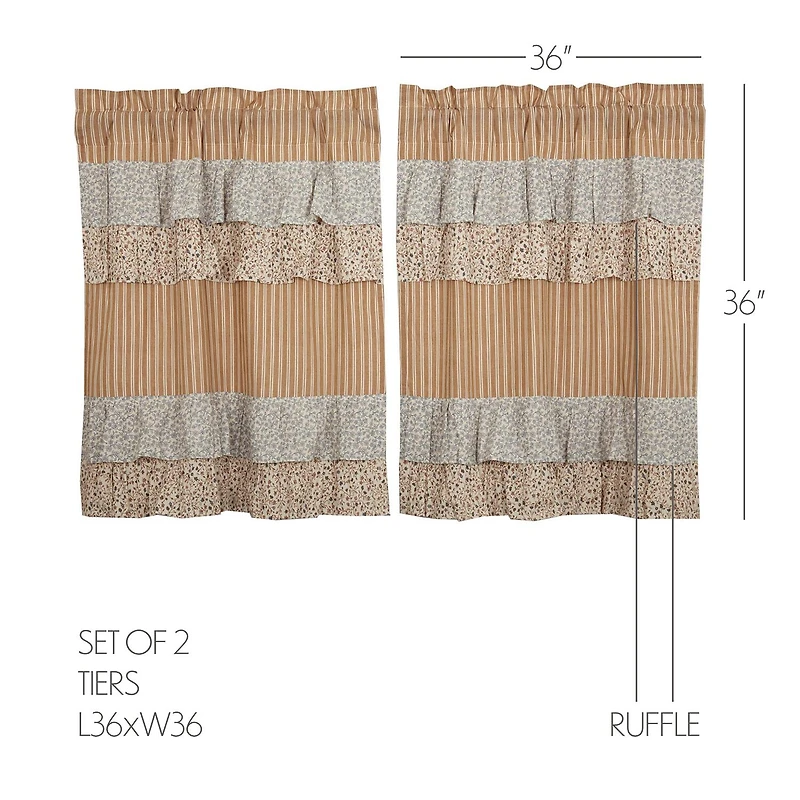 Vhc Brands Kaila Ticking Stripe 2-pc. Rod Pocket Window Tier