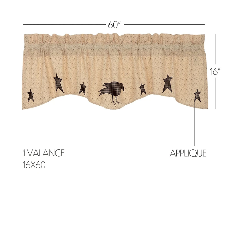 Vhc Brands Kettle Grove Crow Rod Pocket Scallop Valance