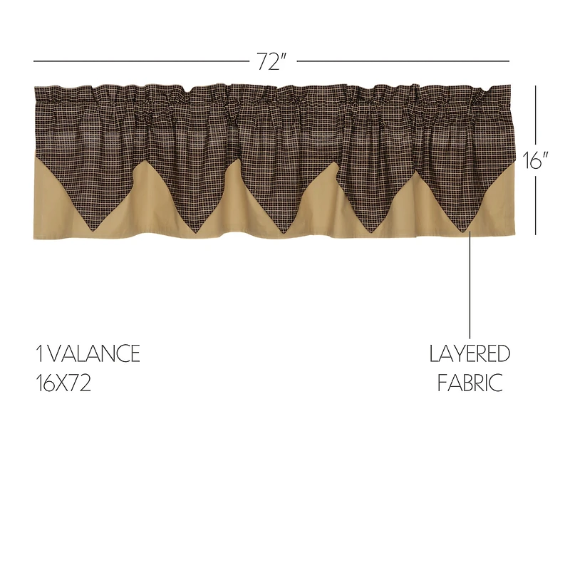 Vhc Brands Kettle Grove Plaid Layered Rod Pocket Tailored Valance