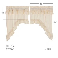 Vhc Brands Muslin Ruffled Swag Rod Pocket Tailored Valance