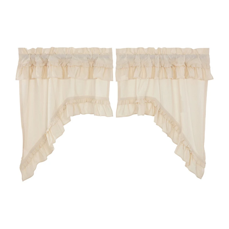 Vhc Brands Muslin Ruffled Swag Rod Pocket Tailored Valance
