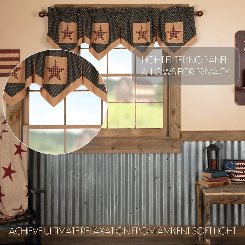 Vhc Brands Patriotic Patch Pointed Rod Pocket Scallop Valance