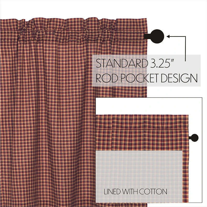 Vhc Brands Patriotic Patch Plaid Rod Pocket Tailored Valance
