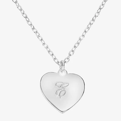 Silver Treasures Initial Womens Sterling Silver Heart 16 Inch Pendant Necklace