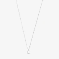 Silver Treasures Pave Initial Womens Cubic Zirconia Sterling 18 Inch Pendant Necklace