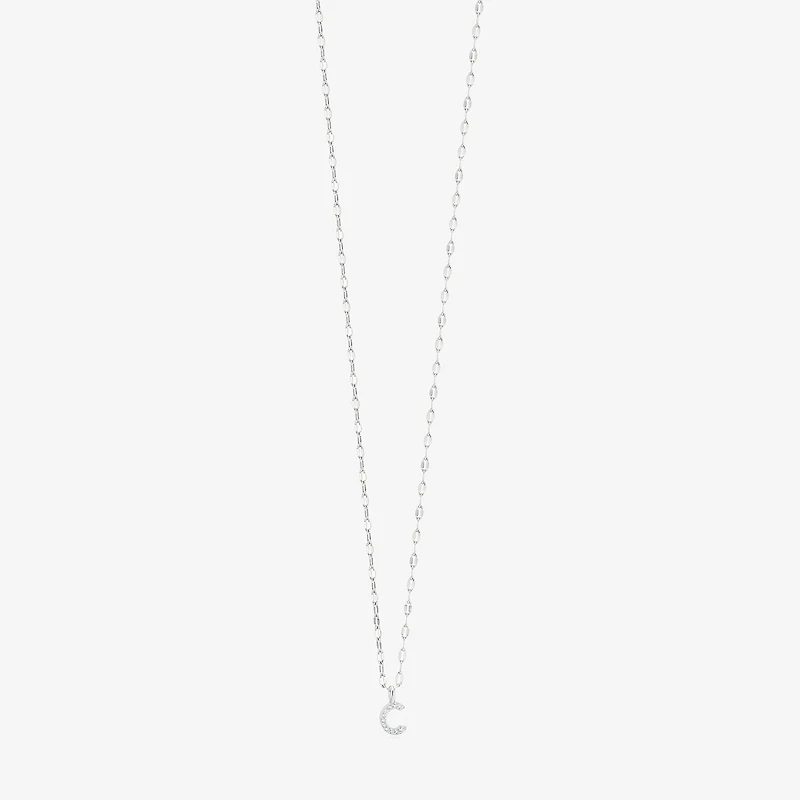 Silver Treasures Pave Initial Womens Cubic Zirconia Sterling 18 Inch Pendant Necklace
