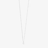 Silver Treasures Pave Initial Womens Cubic Zirconia Sterling 18 Inch Pendant Necklace