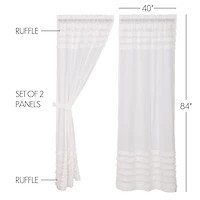 Vhc Brands Ruffle Sheer Petti Rod Pocket Embellished Set of 2 Curtain Panel