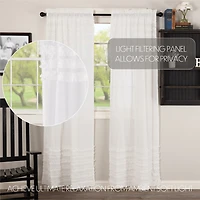 Vhc Brands Ruffle Sheer Petti Rod Pocket Embellished Set of 2 Curtain Panel