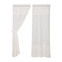 Vhc Brands Ruffle Sheer Petti Rod Pocket Embellished Set of 2 Curtain Panel