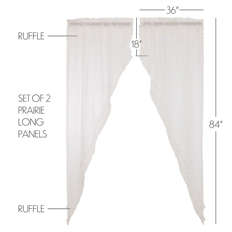 Vhc Brands Ruffle Sheer Petti Prairie Rod Pocket Embellished Set of 2 Curtain Panel