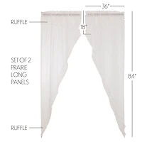 Vhc Brands Ruffle Sheer Petti Prairie Rod Pocket Embellished Set of 2 Curtain Panel