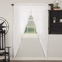 Vhc Brands Ruffle Sheer Petti Prairie Rod Pocket Embellished Set of 2 Curtain Panel