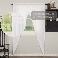 Vhc Brands Ruffle Sheer Petti Prairie Rod Pocket Embellished Set of 2 Curtain Panel
